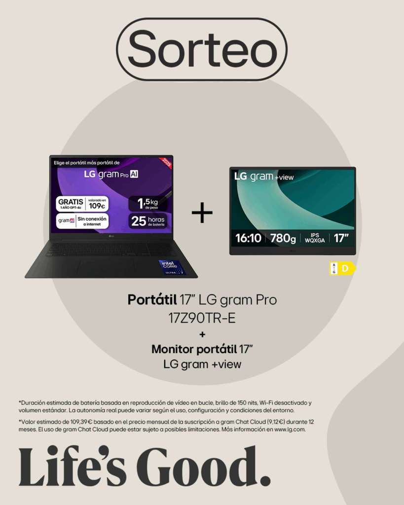 Sorteo de un portátil LG Gram Pro de 17 pulgadas