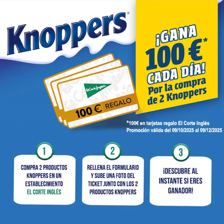 Knoppers regala tarjetas de 100 euros para El Corte Inglés