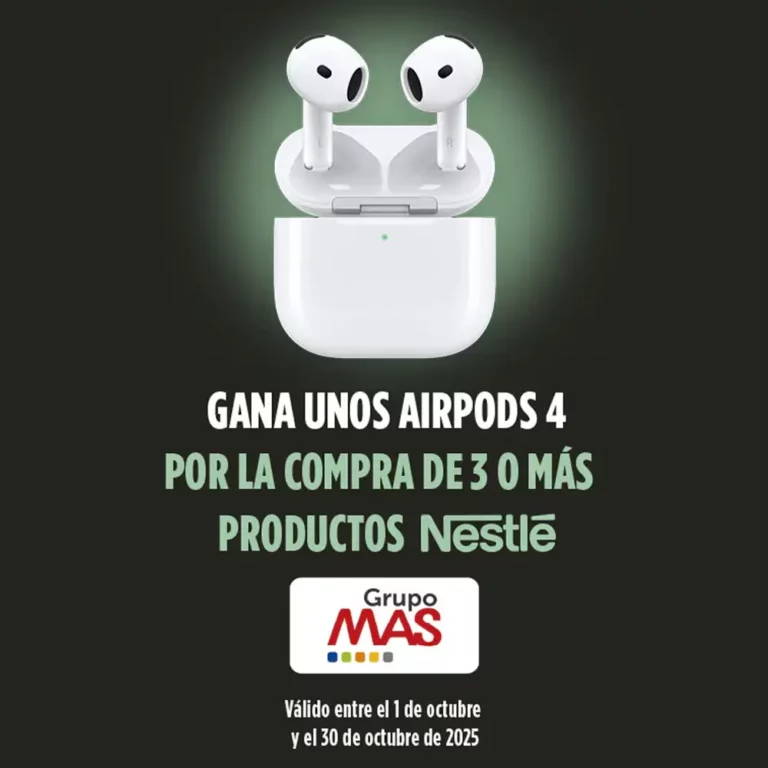 Sorteo de 10 AirPods 4 con Nestlé y Supermercados MAS