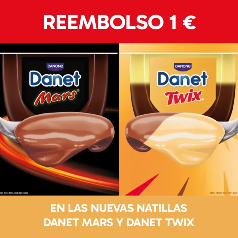 Reembolso de 1 euros en Natillas Danet Mars y Danet Twix